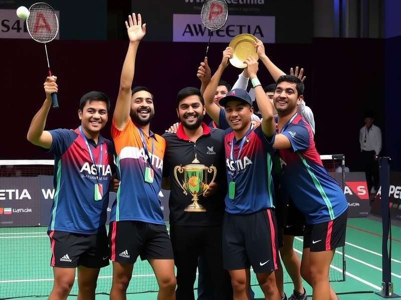 India Badminton Aces team celebrating victory