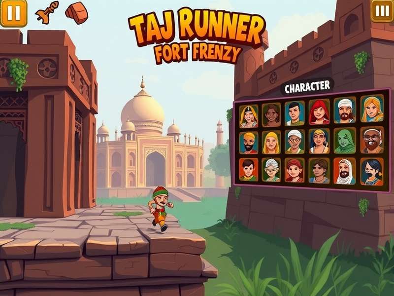 Taj Runner Fort Frenzy gameplay screenshot showing character running through ancient fort
