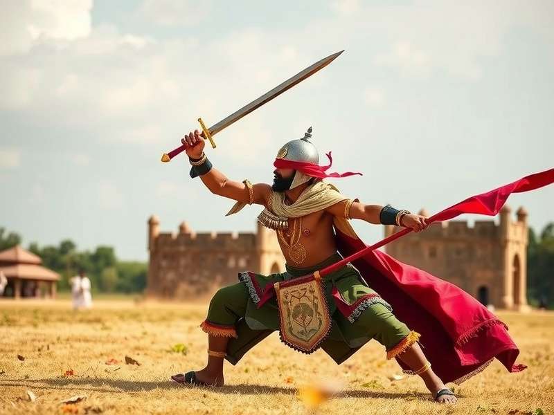 Assam Sword Gladiator in traditional combat stance