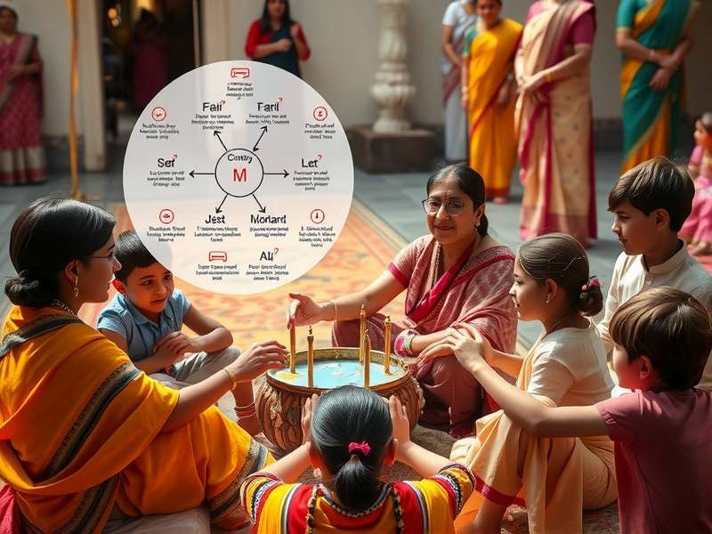 Children playing Jalebi Monarch game in traditional Indian setting