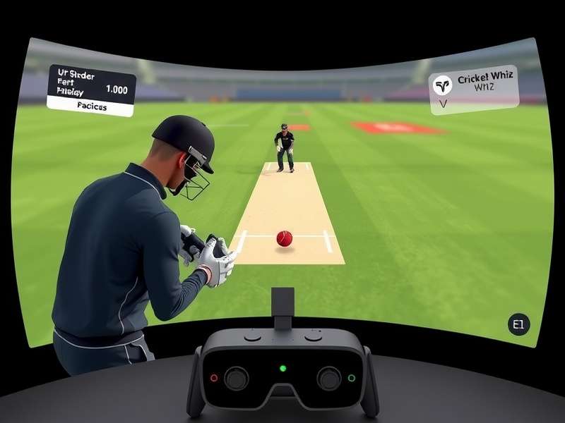 Cricket VR Fielding Whiz gameplay interface showing virtual fielding practice
