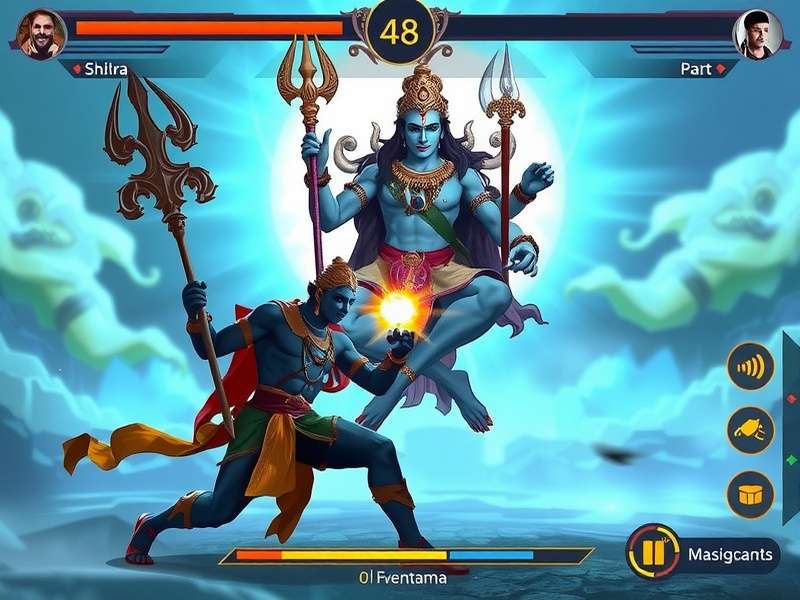 Shiva S Cosmic Dance gameplay screenshot showing divine environment