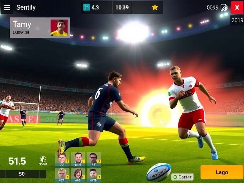 Rugby Champion Legend gameplay screenshot showing intense match action