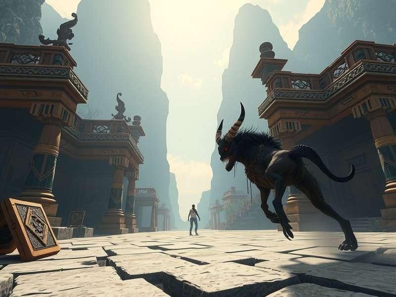 Mystic Ruins Journey VR gameplay showing ancient temple exploration