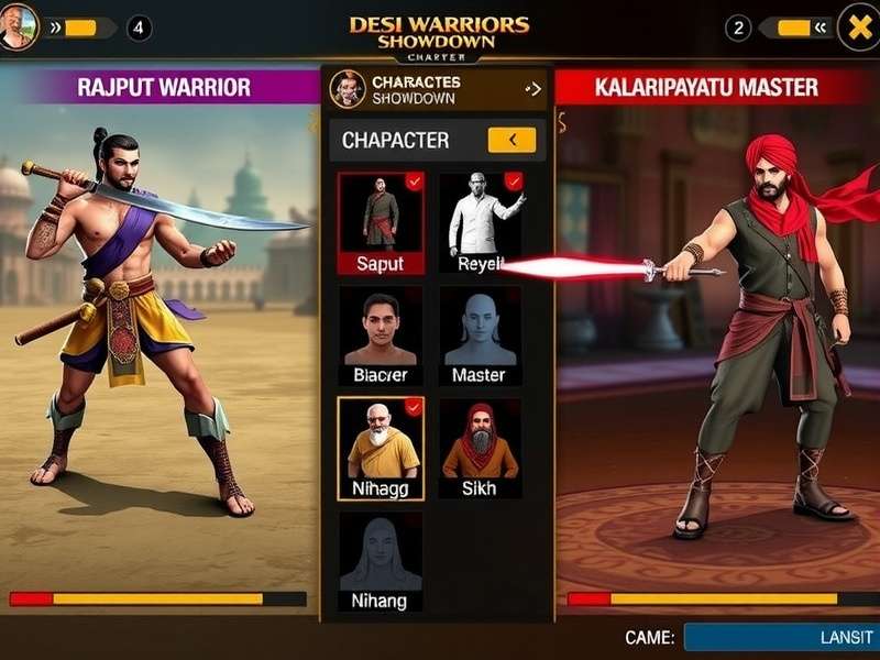 Desi Warriors Showdown gameplay screenshot showing character combat