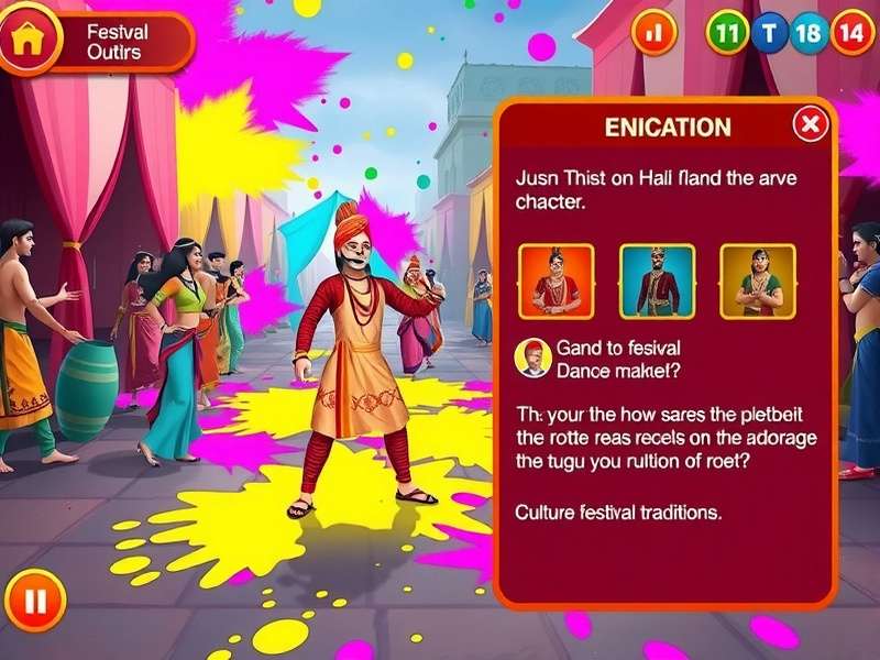 Holi Dance Frenzy character customization options showing diverse Indian outfits
