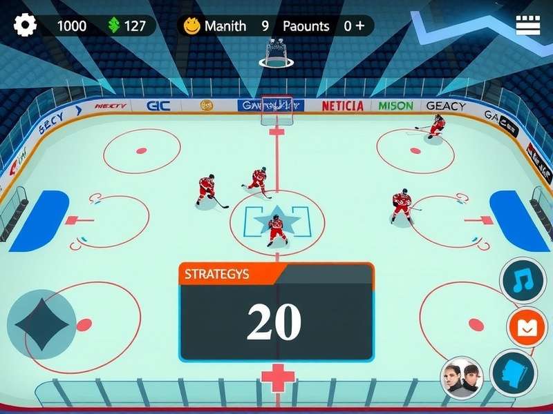 Hockey Glory UP feature showcase with multiple gameplay elements