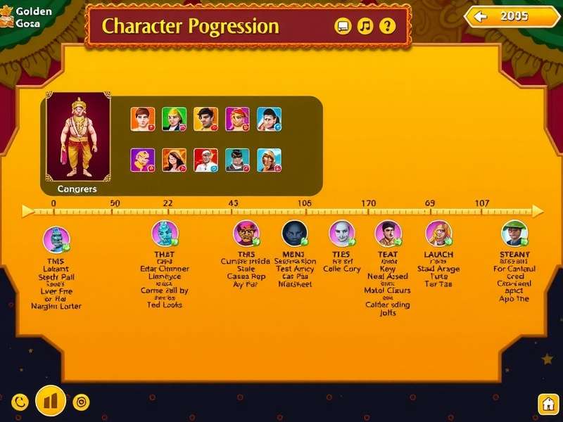 Golden Goa Star Character Progression Screen - Showing multiple character customization options