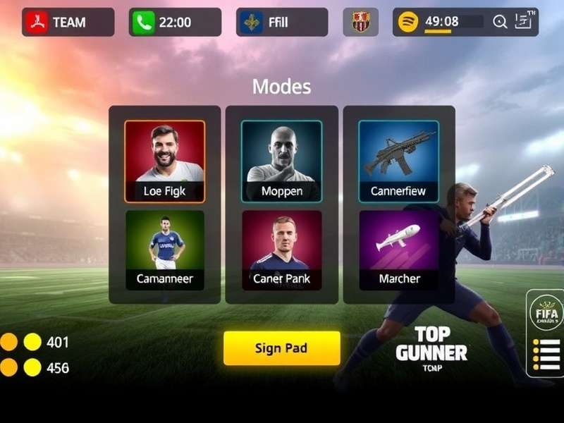 FIFA Mobile Top Gunner team management interface