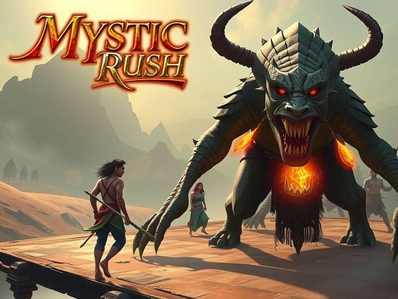 Mystic Rush gameplay screenshot showing combat with mythological creatures