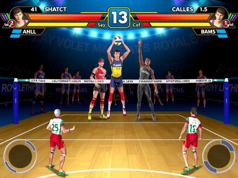Royals Volley Champion II gameplay screenshot showing intense volleyball action