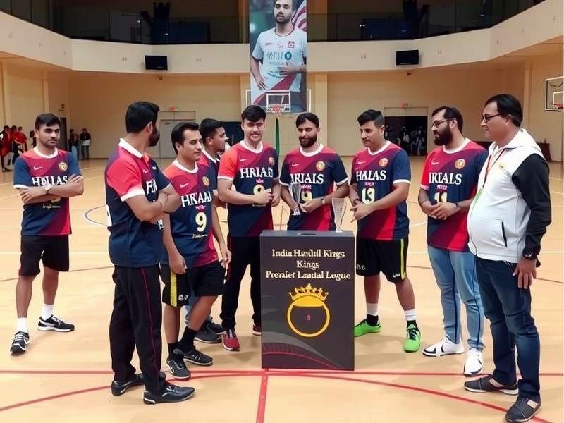 Diagram showing handball court dimensions and player positions