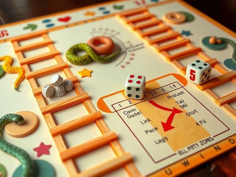 Traditional Luck Ladder game board showing colorful snakes and ladders