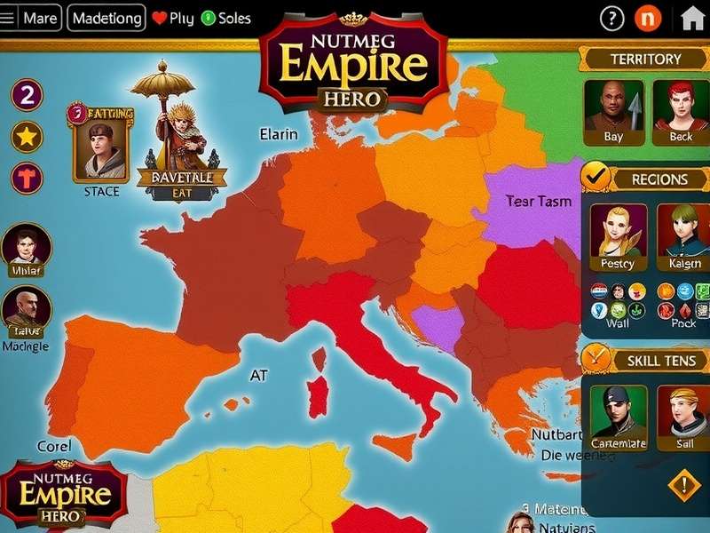 Nutmeg Empire Hero territory management interface showing different regions