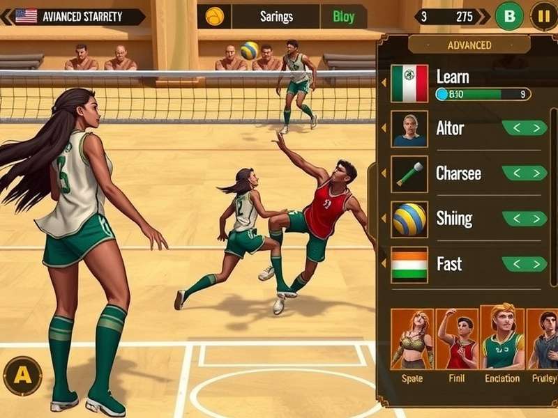 Volley Empire Legends gameplay screenshot showing intense volleyball action