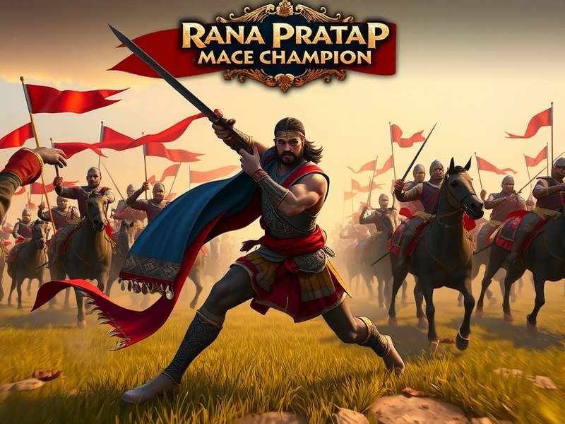 Historical depiction of Battle of Haldighati from Rana Pratap Mace Champion