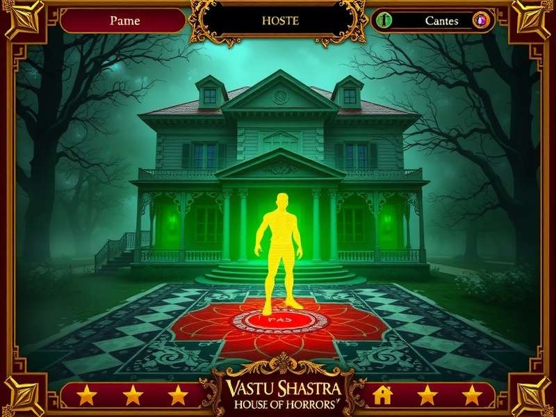 Gameplay screenshot showing puzzle solving in Vastu Shastra: House of Horrors