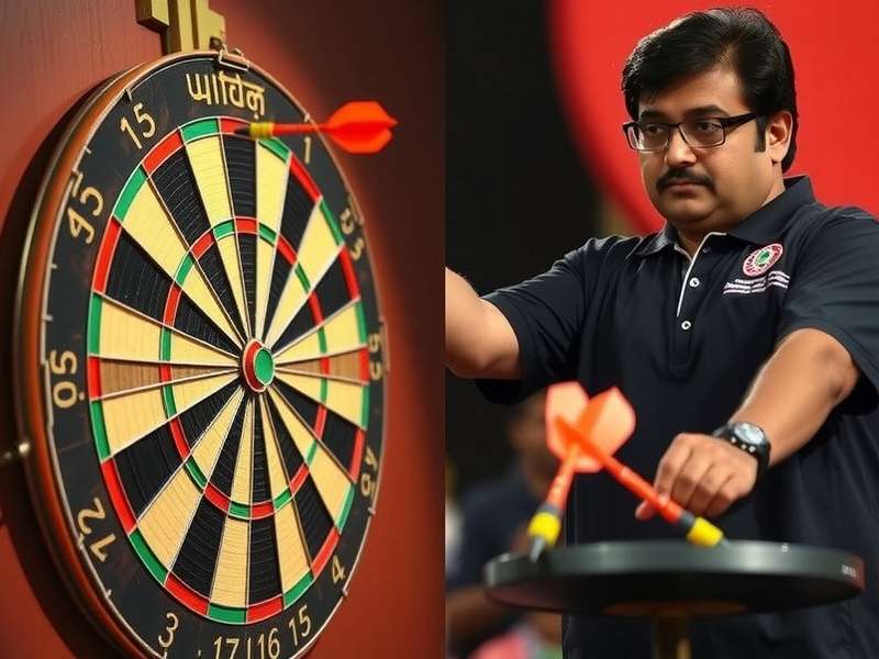 Close-up of Bharat Dart King specialized equipment showing traditional dart board and custom darts