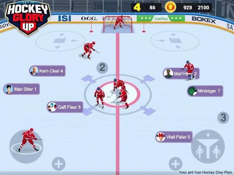 Hockey Glory UP strategy diagram showing tactical formations