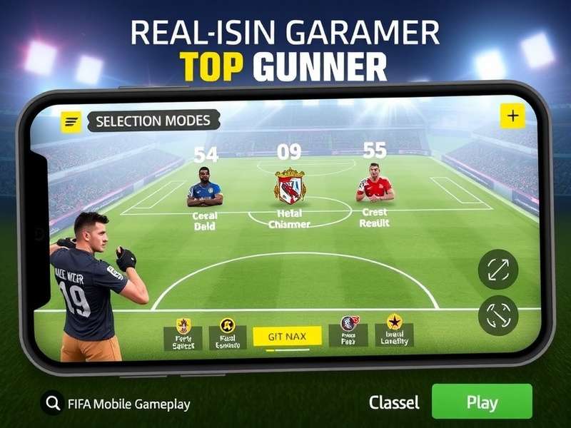 FIFA Mobile Top Gunner gameplay screenshot showing realistic graphics