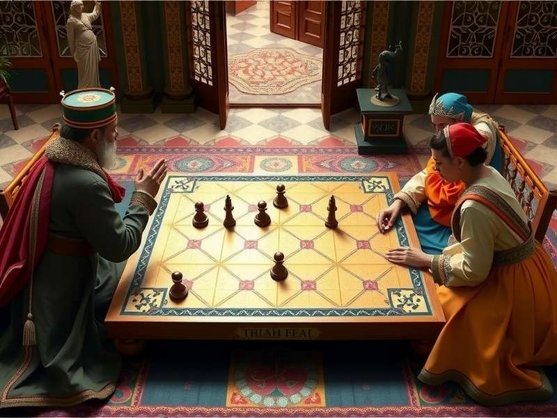 Historical depiction of Cha Cha Charm being played in royal courts