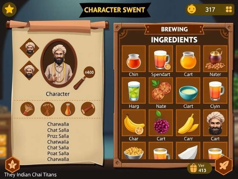Character selection screen showing diverse chaiwallah options in Indian Chai Titans