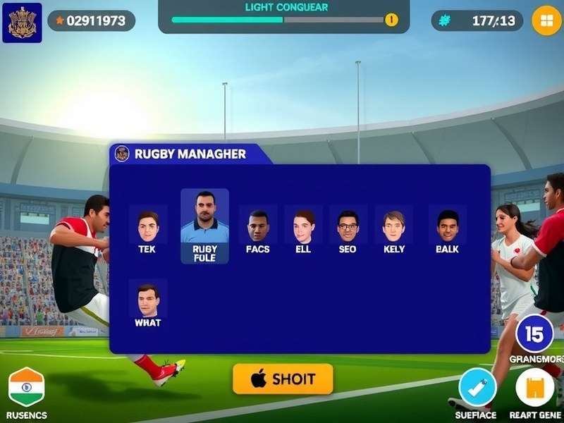 Rugby Conqueror India gameplay screenshot showing rugby action
