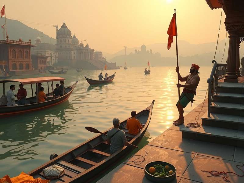 Divine Varanasi Ghat festival celebration scene