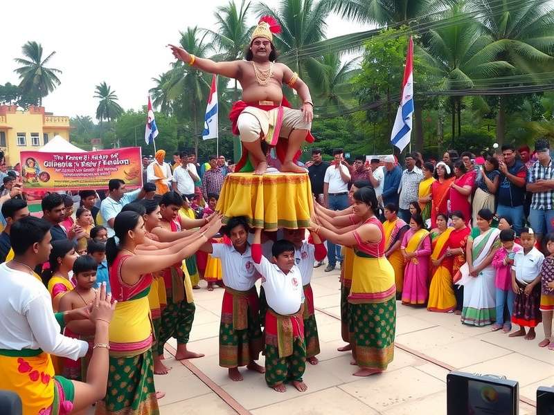 Traditional Govinda Dance Extravaganza human pyramid formation
