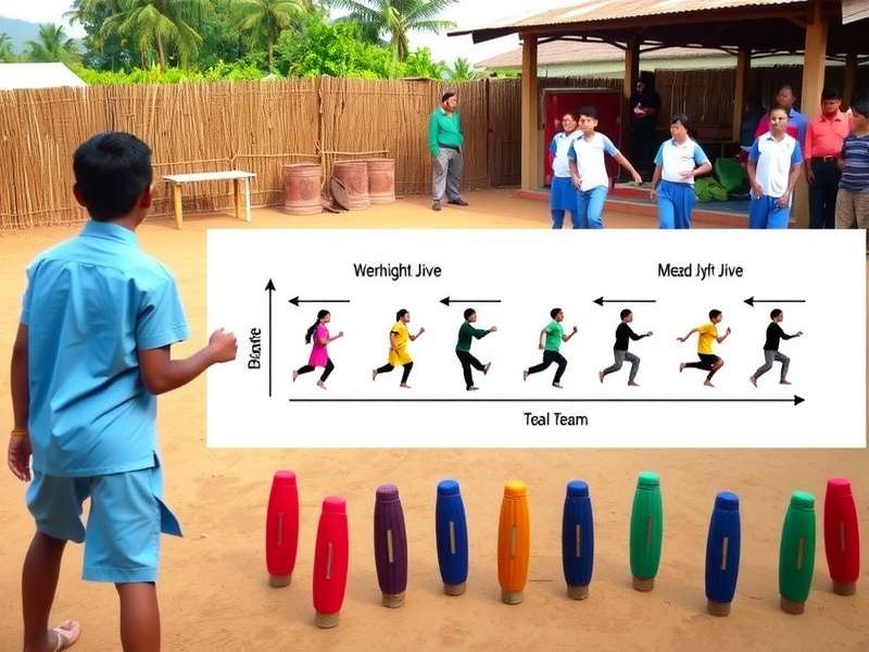 Children playing Govinda Joyful Jive in a village setting