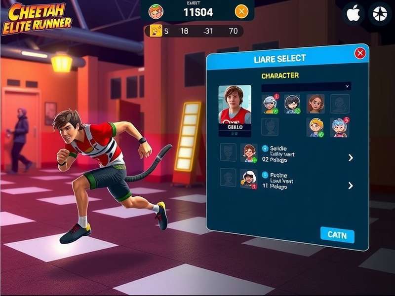 Character selection screen in Cheetah Elite Runner