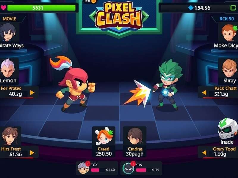 Pixel Clash Champions character selection screen