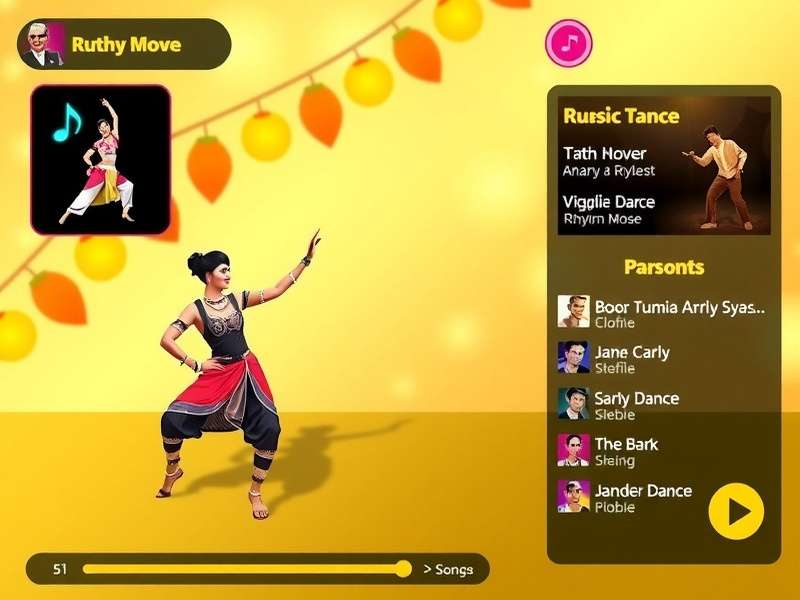 Bollywood Rhythm King gameplay screen showing dance moves and rhythm notes