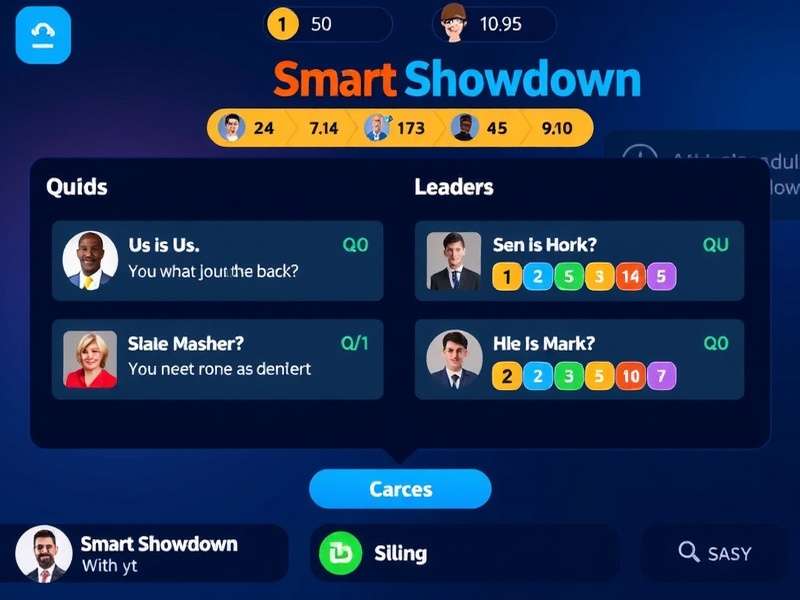 Smart Showdown gameplay interface showing quiz questions and multiple players competing