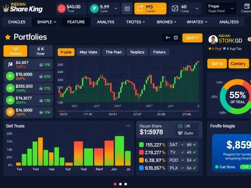 Indian Share King gameplay interface showing stock charts and portfolio