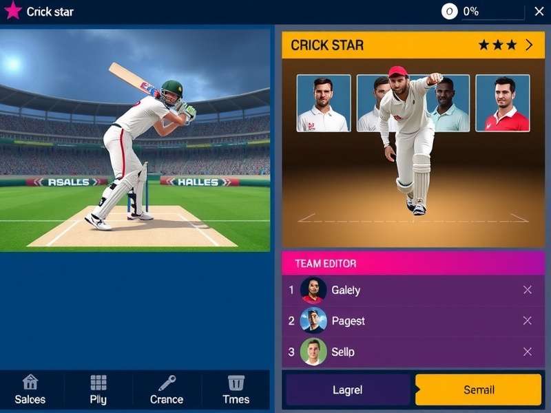 Elite Crick Star gameplay screenshot showing batting interface