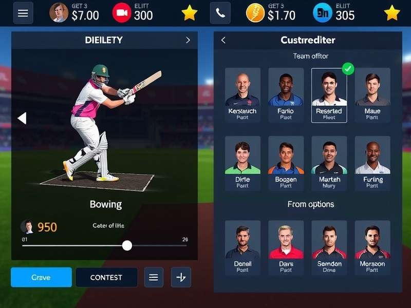 Elite Crick Star bowling interface with delivery options