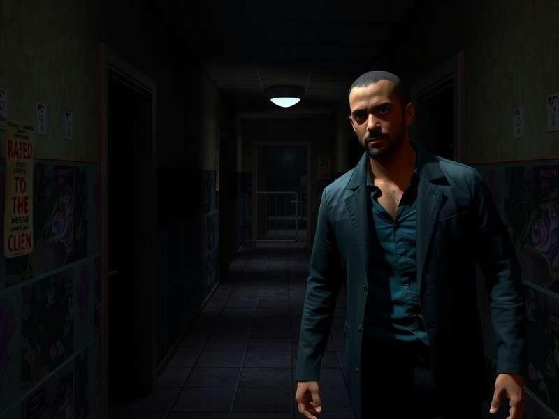 Asylum Dark Descent gameplay screenshot showing dark asylum corridors