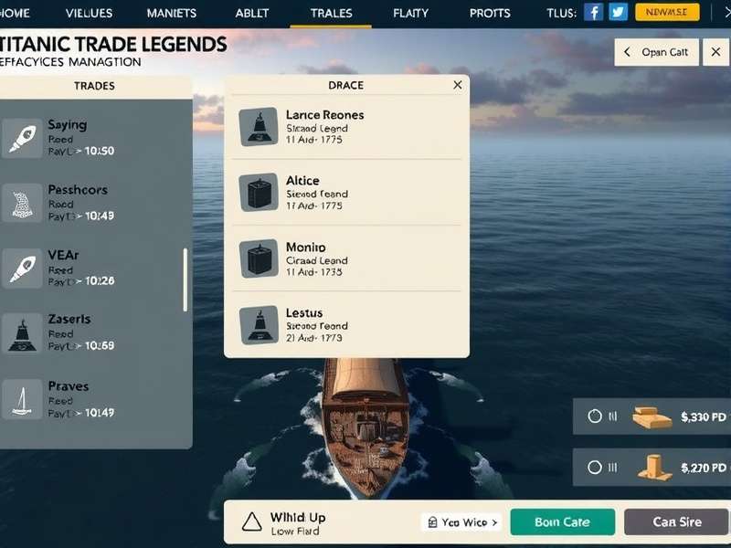 Titanic Trade Legends fleet management interface