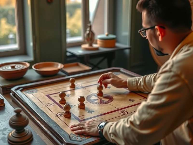 Carrom Elite Edition board setup with pieces