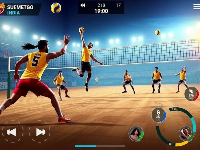 Volley Legends India gameplay screenshot showing intense volleyball action