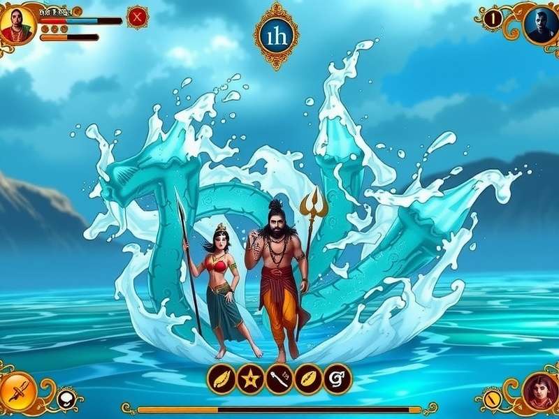 Krishna Tide Master gameplay screenshot showing water manipulation