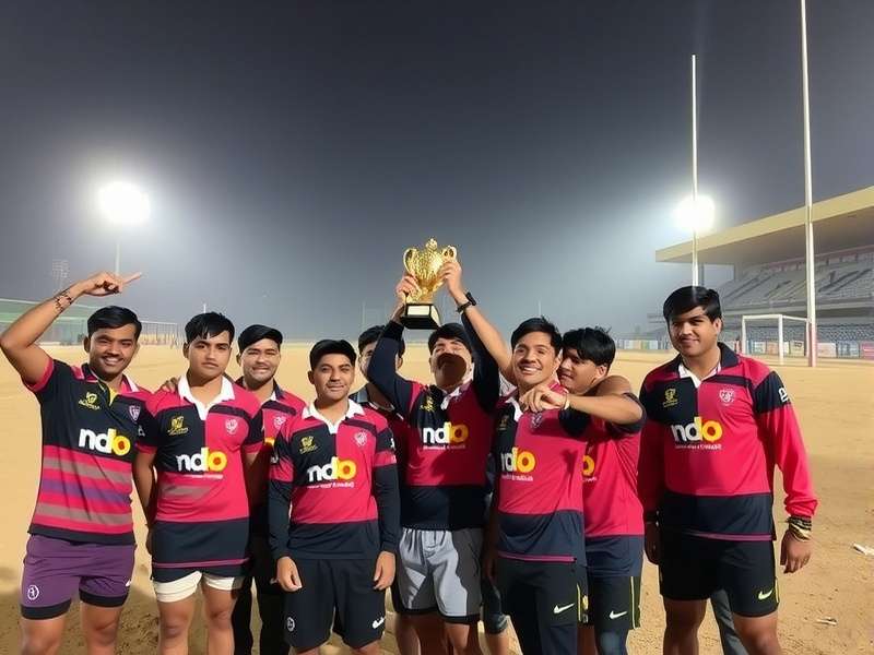 Indore Rugby Warriors celebrating with their championship trophy