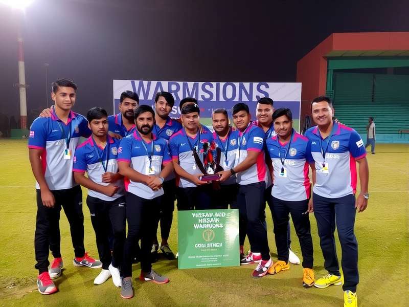 Hussain Sagar Warriors receiving championship trophy
