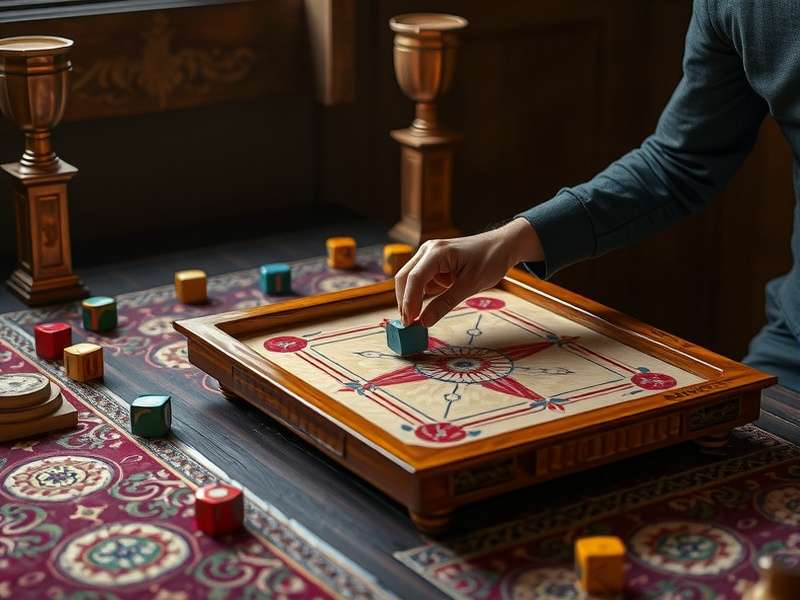 Historical carrom boards and pieces