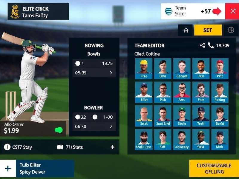 Elite Crick Star customization options showing team editor