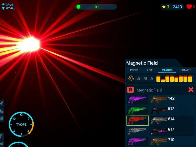 Gauss Gun Glory gameplay screenshot showing electromagnetic projectile effects