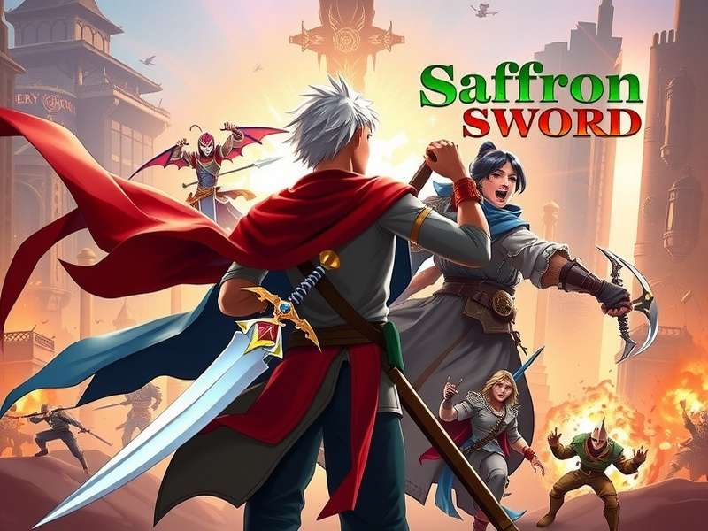 Saffron Sword game cover art showing protagonist with legendary sword