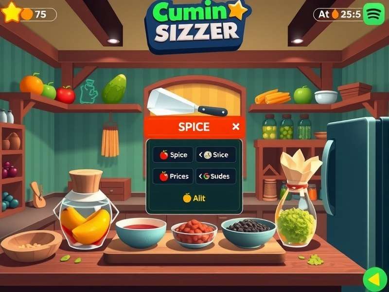 Cumin Sizzle Champion gameplay showing virtual kitchen