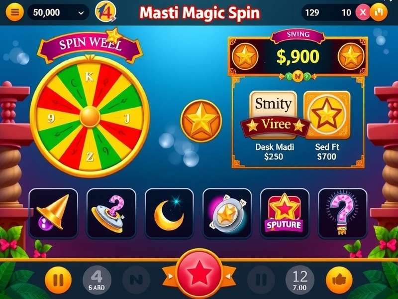 Masti Magic Spin gameplay interface showing colorful spinning wheel and rewards